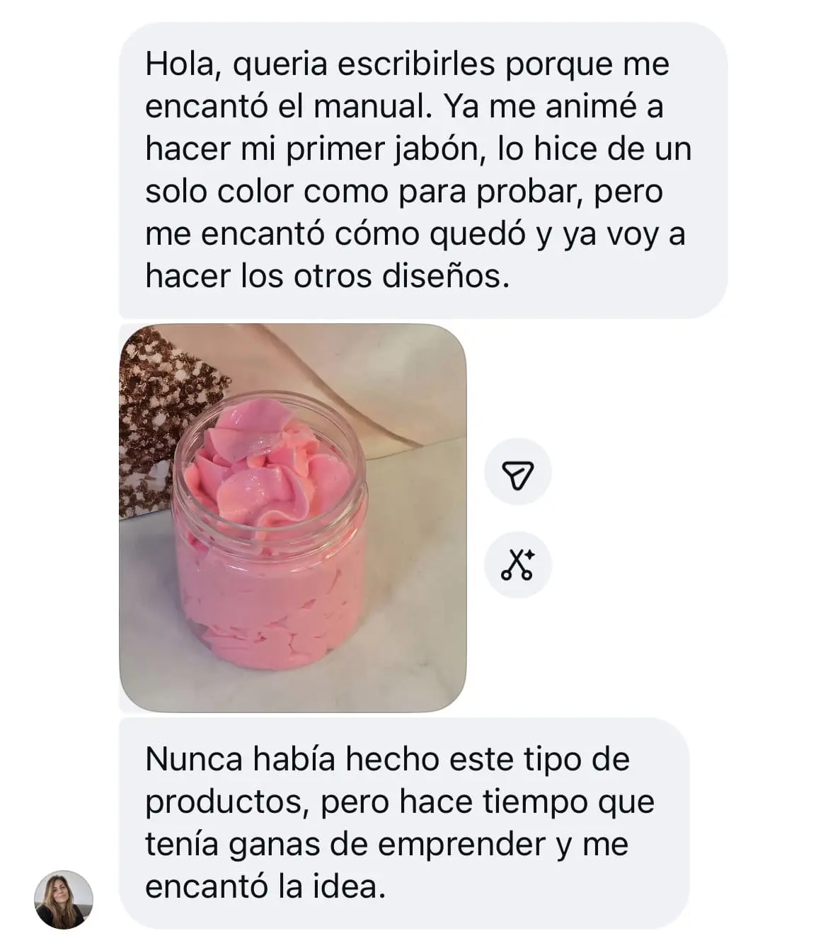Testimonio de alumna creando jabones batidos 3